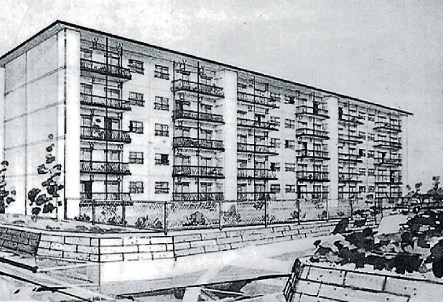 1968年に完成した「藤沢マンション」当社が初めて手がけた分譲マンションで、以降、ビル事業で培った信用を生かしてマンション供給を続け、事業の大きな柱になった。